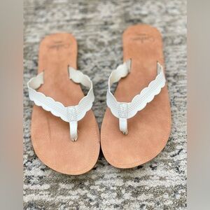 Reef Celine Scalloped Sandals White Beige Size 10 Flip Flops